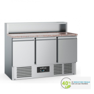 Saladette table de préparation à pizza en granit - 3 portes - Vitrine réfrigérée - Ref 7950.5095_0