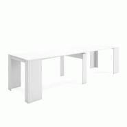 SKRAUT HOME Table console extensible, 300, Pour 14 personnes, Table à Manger, Blanc - blanc Bois manufacturé EX300BL2018S
