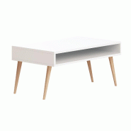 WellHome - Table basse à 2 niveaux en mélamine blanche 80x45x53,6 cm - blanc WH1611