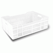 Bac gerbable 600 x 400 à décrochement - Fond et parois pleins - Norme Europe - Disponible en blanc ou gris_0