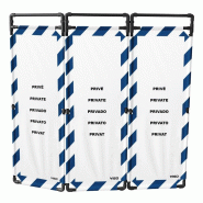 Barrière d'intervention - 3 panneaux - 1800 / PVC / Rayé Bleu / Blanc (Privé)
