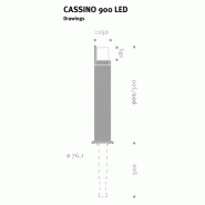 Borne lumineuse d'éclairage public cassino 900 / led / 7 w / en aluminium / 0.9 m