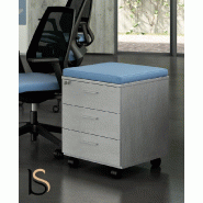 Caisson mobile 3 tiroirs avec coussin - Officity - Rouge, 3 tiroirs, Orme_0