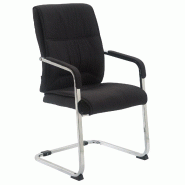 Décoshop26 - Chaise de visiteur XXL sans roulettes confortable et design en tissu noir BUR10694 - noir 3002488832699