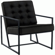 Décoshop26 - Fauteuil lounge en velours noir et cadre métallique capitonné design minimaliste FAL10545 - noir métal 3000391569602