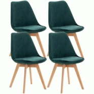 Décoshop26 - Lot de 4 chaises de salle à manger design scandinave en tissu velours vert pieds bois clair CDS10386 - 3000437669600 Décoshop26 - Lot de 4 chaises de salle à manger design scandinave en tissu velours vert pieds bois clair CDS10386 - 3000437669600