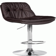 Décoshop26 - Tabouret chaise haute x1 pour cuisine et bar à assise moelleuse en similicuir marron foncé cadre en métal chromé 10_0005904 - marron