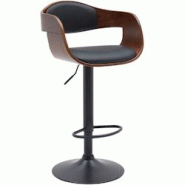 Décoshop26 - Tabouret de bar x1 design scandinave en PVC noir et structure en bois noyer pieds métal noir 10_0005036 - noir 3000252424538 Décoshop26 - Tabouret de bar x1 design scandinave en PVC noir et structure en bois noyer pieds métal noir 10_0005036 - noir 3000252424538