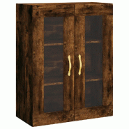 Helloshop26 - Armoire murale design pratique rangement élégant 69,5 x 34 x 90 cm en bois chêne fumé 02_0048614 - verre 3000235374461