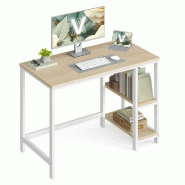 Helloshop26 - Bureau table informatique table d'étude avec étagère à 2 niveaux à gauche ou à droite pour bureau salon cadre en métal 12_0004666