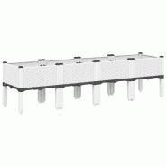 Helloshop26 - Jardinière bac lit surélevé plantes fleurs terrasse jardin avec pieds 160 x 40 x 42 cm PP blanc 02_0038157 - blanc 3000214108230