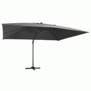 Helloshop26 - Parasol déporté et lumières led aluminium 400 x 300 cm anthracite 02_0008546 - 3000456082725