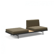 INNOVATION LIVING  CANAPÉ DESIGN PURI CONVERTIBLE LIT 195*80 CM TISSU VIVUS DUSTY OLIVE, AVEC TABLE CHÊNE