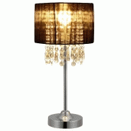 Lampe de bureau ÉlÉgante lampe de table stylÉe liseuse avec cristaux synthÉtiques e14 mÉtal hauteur 40 cm noir 03_0005271