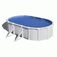 Piscine ovale acier 5,27m x 3,27m x h: 1,32m - filtration à sable - renforts apparents