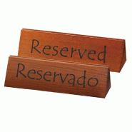 Plaque Reservado/Reserved 15x4,4x4,4cm bois - par 10