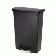Poubelle à pédale frontale large Slim Jim Step-On Rubbermaid blanche 90L -_0