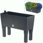 Prosperplast - Jardinière haute rectangulaire 30 litres avec arrosage automatique, anthracite, 60x25x46 cm, avec pieds - gris plastique 78205