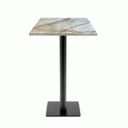 RestooTab - Mange-debout Milan T 50x50cm décor marbre calcuta - blanc fonte TB-MITFF-5050M-MB.CALC