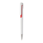 Stylo à bille en plastique - clip coloré en métal - encre bleue - couleur rouge - 8g Stylo à bille en plastique - clip coloré en métal - encre bleue - couleur rouge - 8g