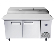 Table de préparation à pizza 2 portes - Réf MPF8202GR - Acier inoxydable avec 9 bacs GN 1/3_0