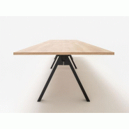 Table de réunion Viga en bois mélaminé personnalisable - 14 personnes - structure en bois massif hêtre teinté noir avec barre de soutien en acier