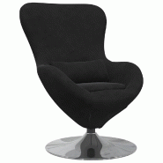 VidaXL Fauteuil œuf Noir Velours Modèle Nermelix - 42002730