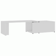 VidaXL Table basse Blanc 150x50x35 cm Bois d'ingénierie Modèle Atlas Office Pro Élégance - 801337