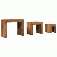 VidaXL Tables basses gigognes 3 pcs vieux bois bois d'ingénierie Modèle Étoile Moderne - 856672