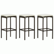 VidaXL Tabourets De Bar Avec Coussins Lot De 3 Marron Résine Tressée - marron 313442_0