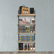 Élément de départ Global noir 5 tablettes chêne clair L90xH240cm