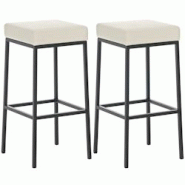 Décoshop26 - Lot de 2 tabourets de bar avec repose-pieds design simple hauteur 85 cm en PVC crème et métal noir 10_0004378 - noir 3000252073583 Décoshop26 - Lot de 2 tabourets de bar avec repose-pieds design simple hauteur 85 cm en PVC crème et métal noir 10_0004378 - noir 3000252073583