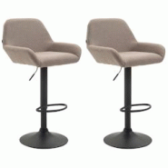 Décoshop26 - Lot de 2 tabourets de bar moderne et confortable en tissu taupe pieds trompette en métal noir TDB10230 - noir 3000891069602 Décoshop26 - Lot de 2 tabourets de bar moderne et confortable en tissu taupe pieds trompette en métal noir TDB10230 - noir 3000891069602