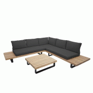 Décoshop26 - Salon de jardin terrasse balcon luxe ensemble canapé table en bois FSC certifié coussin gris foncé 04_0003578 - gris Bois massif 3000