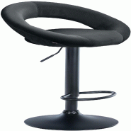 Décoshop26 - Tabouret de bar x1 assise ronde et style contemporain en velours noir foncé et métal noir 10_0006227 - noir métal 3000265452504