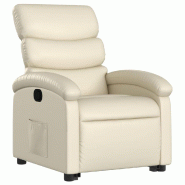 Fauteuil inclinable Crème Similicuir Modèle Mervessiax - 8721012165298