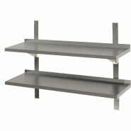 KBS Gastrotechnik KBS Etagère murale 2 tablettes avec rebord 1200x300x40 mm acier inoxydable avec feuillure de protection des mains - 91411018