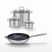 Lot Poêle 32 cm Profi Therm Platinum et 3 Faitouts Elo - gris inox 3176239952254