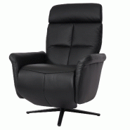 Mendler Fauteuil relax HWC-L10, Fauteuil TV design Fauteuil de relaxation, fonction chaise longue pivotante, tout cuir ~ noir - noir cuir 98378