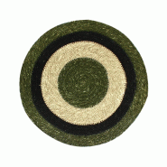 NOVASTYL - Set De Table Luna Rond 38cm En Jonc De Mer Naturel Et Vert - 035-1227629