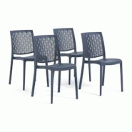 RATTATAN Set 4 Chaises en polypropylène avec fibre de verre empilables pour extérieur et jardin, bar et restaurant, cuisine design moderne - ASTRID RATTATAN Set 4 Chaises en polypropylène avec fibre de verre empilables pour extérieur et jardin, bar et restaurant, cuisine design moderne - ASTRID