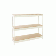 SimonRack Rayonnage industriel, 2000x1200x750 mm, 400 kg au point de flexion, 3 étagères bois, rayonnage garage, Blanc/Bois- Ecoforte - blanc métal