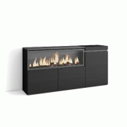 SKRAUT HOME Buffet salon et cuisine, 160, 3 Portes, Cheminée électrique XXL, Noir - noir Bois manufacturé 424_3