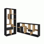 SKRAUT HOME Étagère Bibliothèque, 162x67x31cm, Salon, Bureau, Noir et chêne - noir Bois manufacturé 607_9
