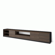 SKRAUT HOME Meuble TV, Banc Télé, 310x50x37 cm, Pour les TV jusqu'à 80", Meubles de salon, Chêne foncé et Noir - marron Bois manufacturé 688_21