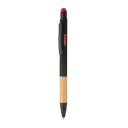 Stylo à bille stylet en aluminium - embase bambou - finition caoutchoutée - encre bleue - couleur rouge Stylo à bille stylet en aluminium - embase bambou - finition caoutchoutée - encre bleue - couleur rouge