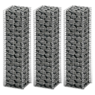 Vidaxl jeu de panier de gabion 3 pcs fil galvanisé 25 x 25 x 100 cm 141045