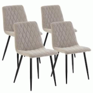 VS Venta-stock Pack 4 chaises Abril recouvertes de tissu beige - beige polyester I22081