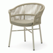 Bistromania Fauteuil de terrasse CASSIS - Beige - Cordage et coussin oléfine - L 61 x P 58 x H 76 cm - beige multi-matériau EA199
