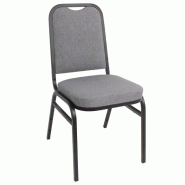 Chaise de banquet avec dossier carré et tissu gris - Lot de 4 - DA602 | Bolero